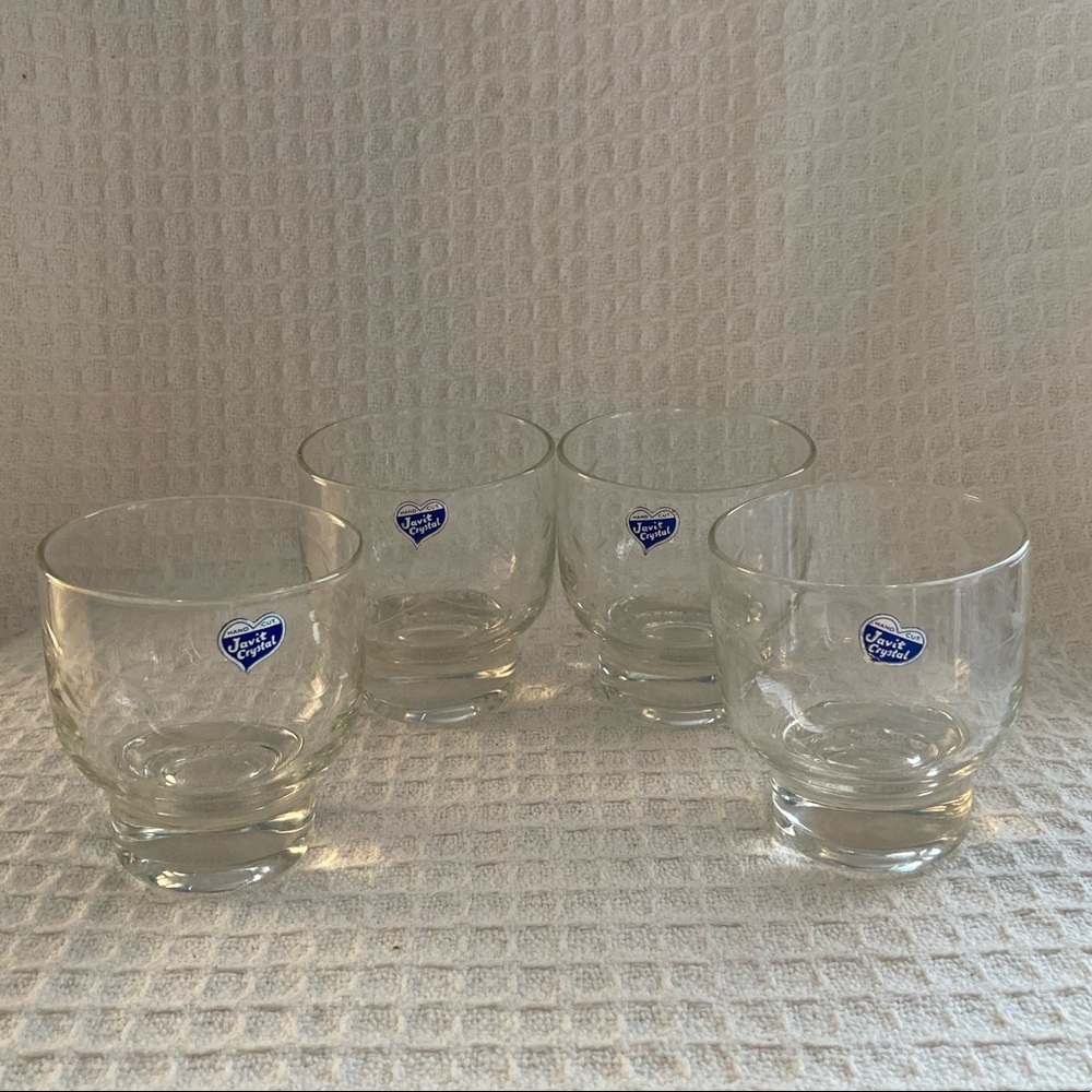 Vintage Javit Crystal Hand Cut Etched Starflower Glasses